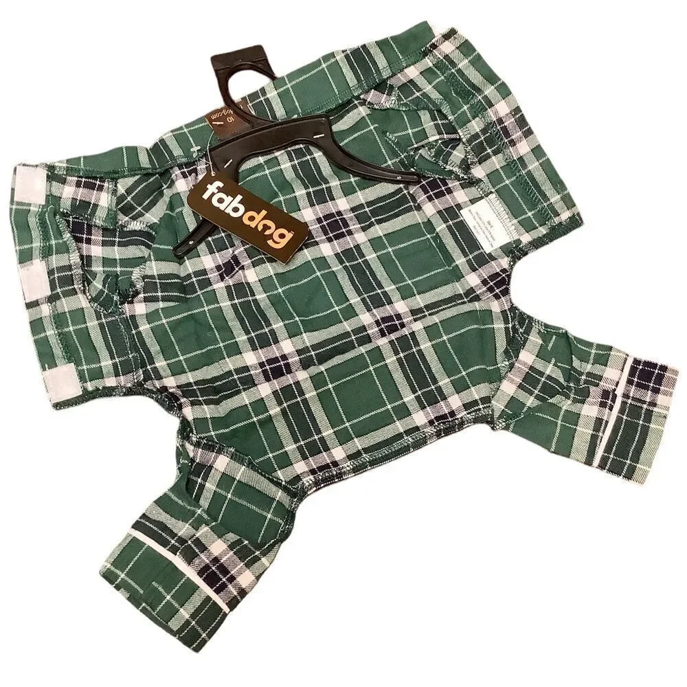 🎈Green Plaid Flannel Dog Pajamas